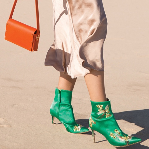 Zara Emerald Satin Green boots size 40/8.5 - Picture 10 of 10